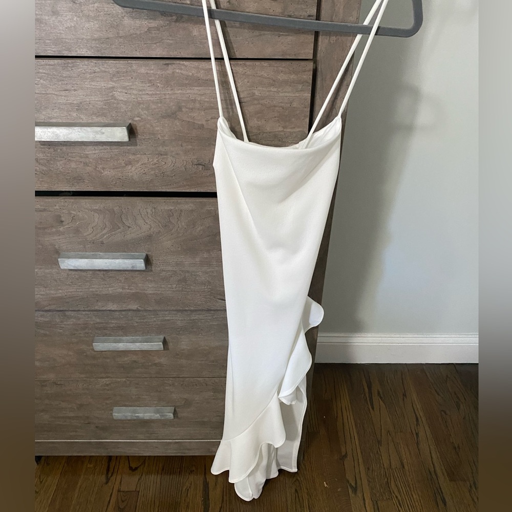 White ruffle midi dress